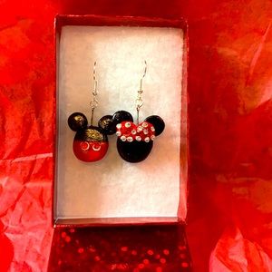 Hand made clay Mickey & Mini earrings !❤️🖤❤️🖤